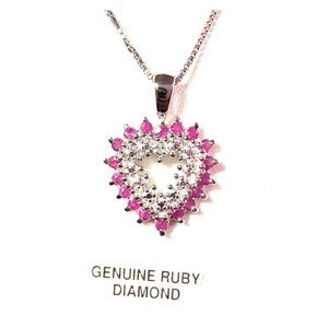 NWT Ruby Heart Necklace W/ Sterling Silver Chain